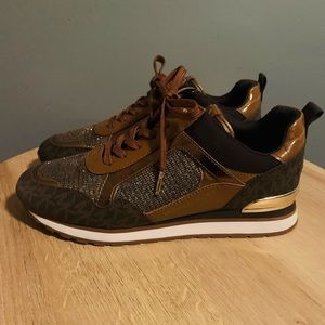 Michael Kors Sneakers, Brown with gold and sparkling detailing